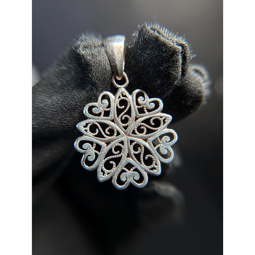 Milor Italy 925 Sterling Silver Filigree Heart Star Pendant